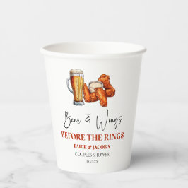 Beer and Wings Before The Rings Couples Shower Papieren Bekers
