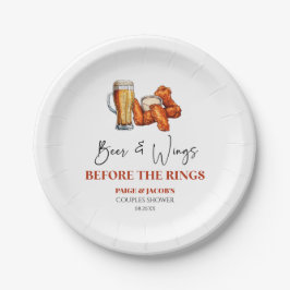 Beer and Wings Before The Rings Couples Shower Papieren Bordje