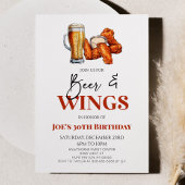 Beer and Wings Chicken Wings Birthday Party Kaart