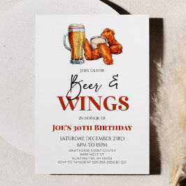 Beer and Wings Chicken Wings Birthday Party Kaart