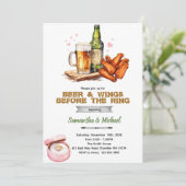 Beer And Wings Couples Shower Invitation Kaart (Staand voorkant)