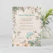  Beer Antiek Wit Virtueel Baby shower Kaart (Staand voorkant)