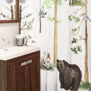 Beer Aquarel Wilde Dieren Bos Dieren Douchegordijn