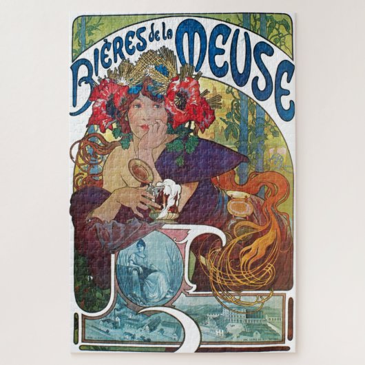  Beer Art Nouveau Alphonse Mucha Art Legpuzzel (Verticaal)