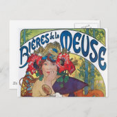 Beer Art Nouveau Alphonse Mucha Briefkaart (Voorkant / Achterkant)