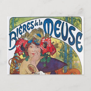 Beer Art Nouveau Alphonse Mucha Briefkaart