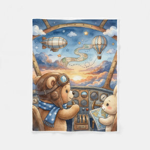 Beer Aviator Heet Luchtballon Zonsondergang Reis F Fleece Deken