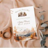 Beer Avontuur Herfst Bergen Neutraal Baby shower Bedankkaart