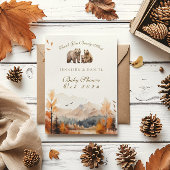 Beer Avontuur Herfst Bergen Neutraal Baby shower Bedankkaart