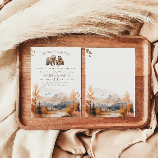 Beer Avontuur Herfst Bergen Neutraal Baby shower Kaart