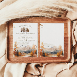 Beer Avontuur Herfst Bergen Neutraal Baby shower Kaart