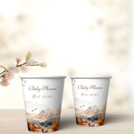 Beer Avontuur Herfst Bergen Neutraal Baby shower Papieren Bekers