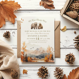 Beer Avontuur Herfst Bergen Neutrale Baby Shower Kaart