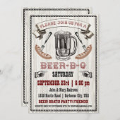 Beer-B-Q partijuitnodiging voor hout Kaart (Voorkant / Achterkant)