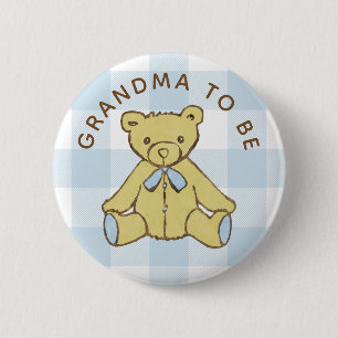 Beer Baby Boy Blue Buffalo Plaid Oma To Be Ronde Button 5,7 Cm