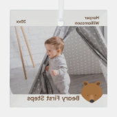 Beer Baby eerste stappen kerstmis Glas Ornament (Achterkant)