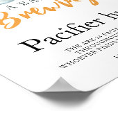 Beer baby fopspeen jacht baby shower spel poster (Hoek)