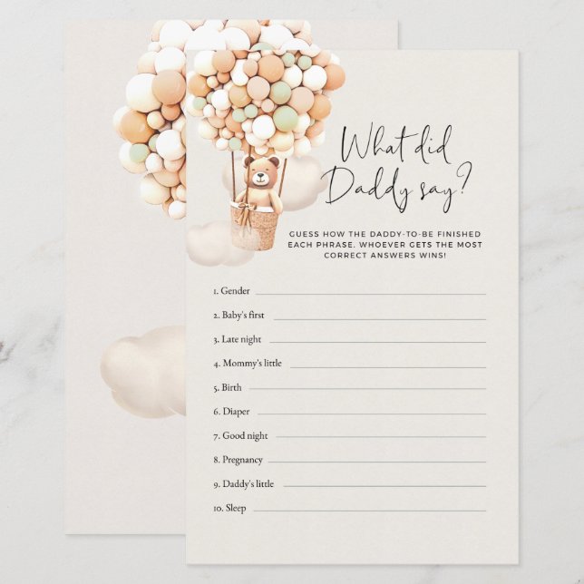 Beer Baby Game - Wat zei papa? (Voorkant / Achterkant)