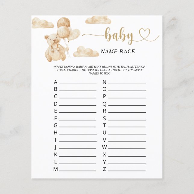 Beer baby naam race game (Voorkant)