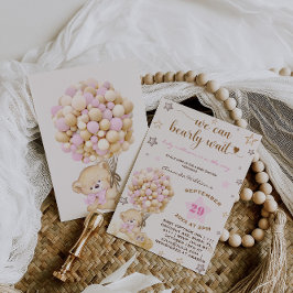 Beer Baby Roze Meisje Baby Shower Vintage Kaart