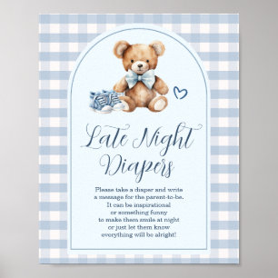 Beer Baby Schoenen Blauwe Gingham Late Night Luier Poster