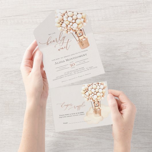 Beer Baby shower All In One Uitnodiging (Afscheurbaar)