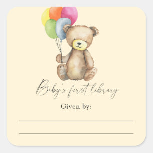 Beer - Baby Shower-boekplaat, boeken voor baby Vierkante Sticker