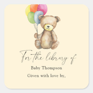 Beer - Baby Shower boekplaat, boeken voor baby Vierkante Sticker