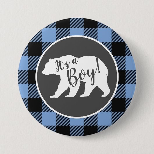 Beer Baby shower Boy Blue Ronde Button 7,6 Cm (Voorkant)
