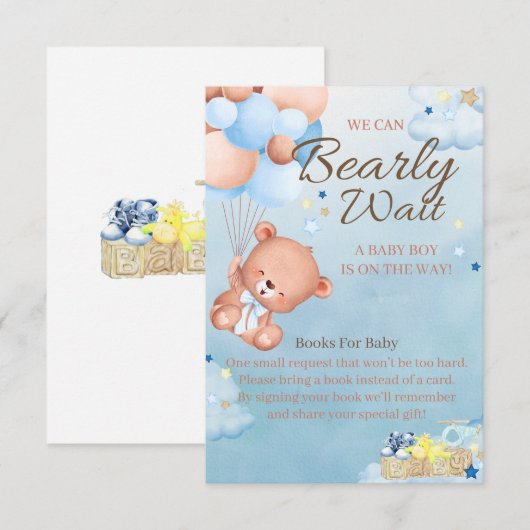 Beer Baby shower Boy Boeken voor Baby Informatiekaartje (Voorkant / Achterkant)
