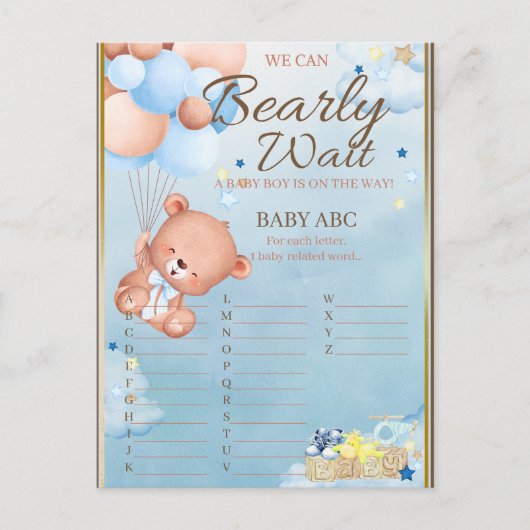 Beer Baby shower Boy Game Briefkaart (Voorkant)