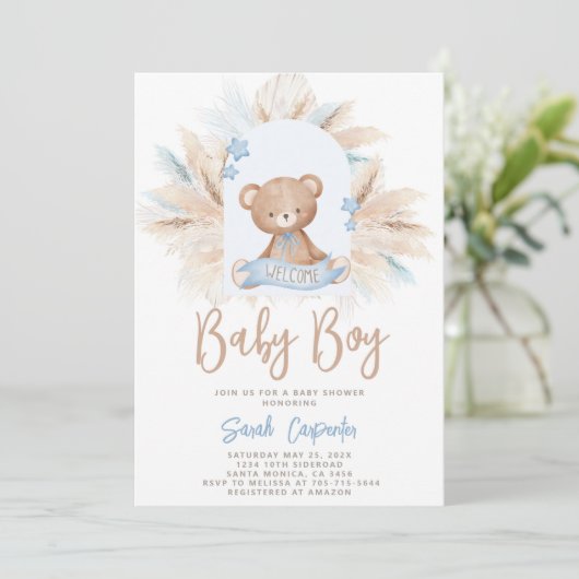 Beer Baby shower Boy Uitnodiging (Staand voorkant)