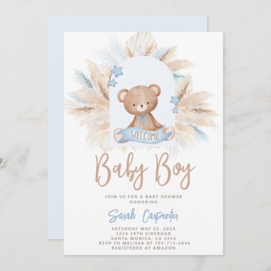 Beer Baby shower Boy Uitnodiging (Voorkant / Achterkant)