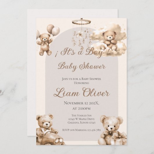 Beer Baby shower Boy-uitnodiging Kaart (Voorkant / Achterkant)