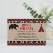 Beer baby shower Buffalo Plaid Kraft Boek Verzoek Informatiekaartje (Staand voorkant)