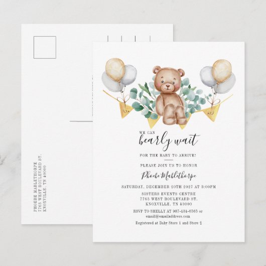 Beer Baby shower Eucalyptus Woodland Animal Uitnodiging Briefkaart (Voorkant / Achterkant)
