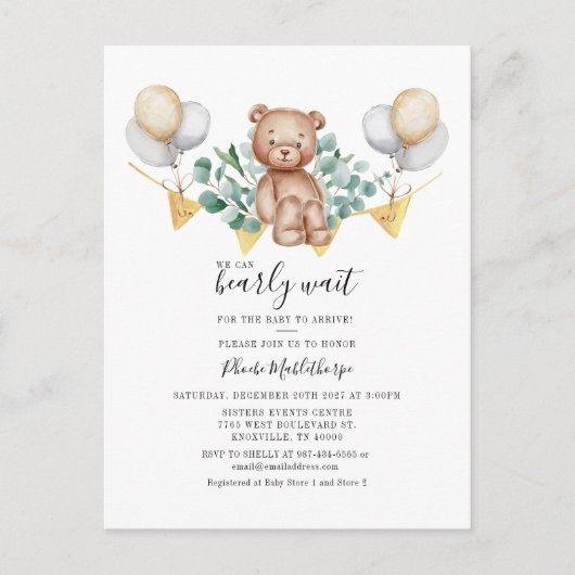 Beer Baby shower Eucalyptus Woodland Animal Uitnodiging Briefkaart (Voorkant)
