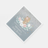 Beer Baby shower Floral Glitter Muted Blue Servet (Hoek)