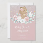Beer Baby shower Floral Glitter Muted Pink Kaart (Voorkant)