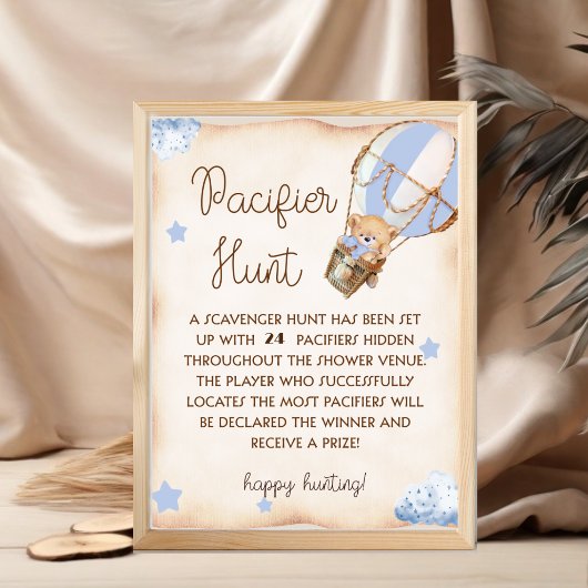 Beer baby shower fopspeen jacht spel teken poster