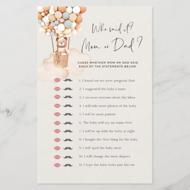 Beer Baby shower Game (Voorkant)