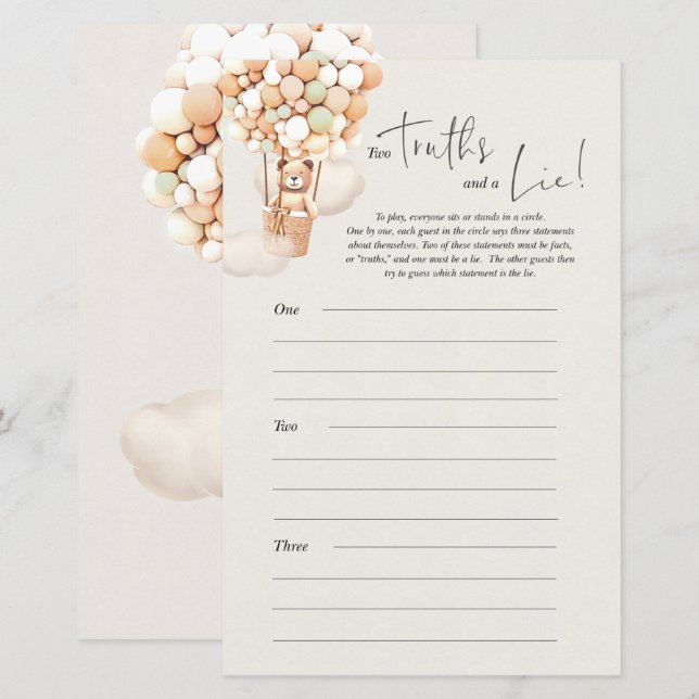 Beer Baby shower game - 2 schroeven en een leugen (Voorkant / Achterkant)