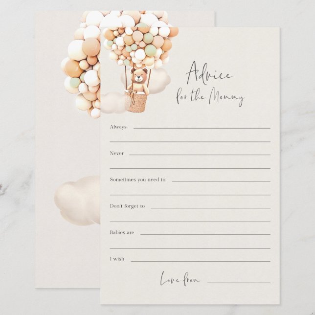 Beer Baby shower Game - Advies voor moeder (Voorkant / Achterkant)