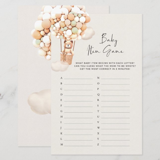 Beer Baby shower game - Baby (Voorkant / Achterkant)