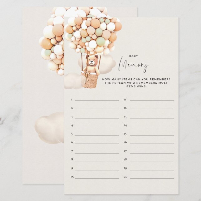 Beer Baby shower Game - Baby Geheugen (Voorkant / Achterkant)