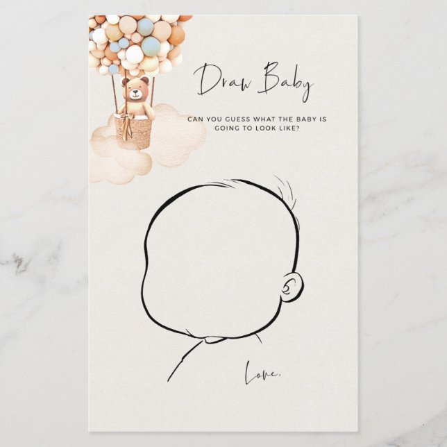 Beer Baby shower game - Baby tekenen (Voorkant)