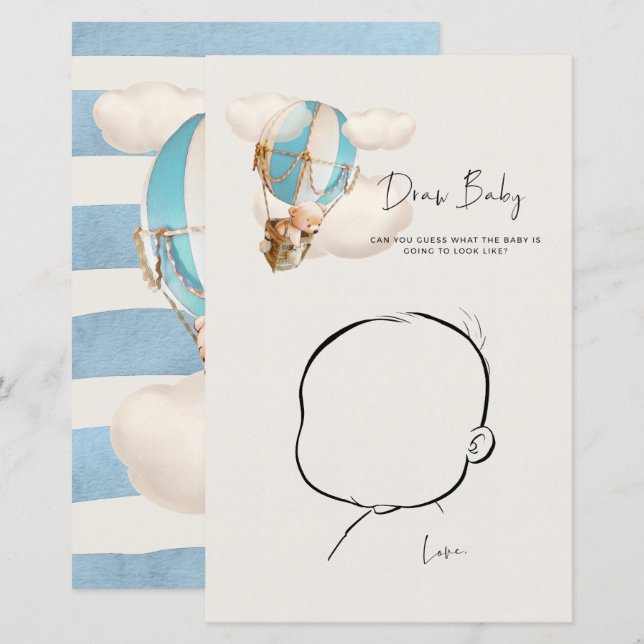 Beer Baby shower game - Baby tekenen (Voorkant / Achterkant)