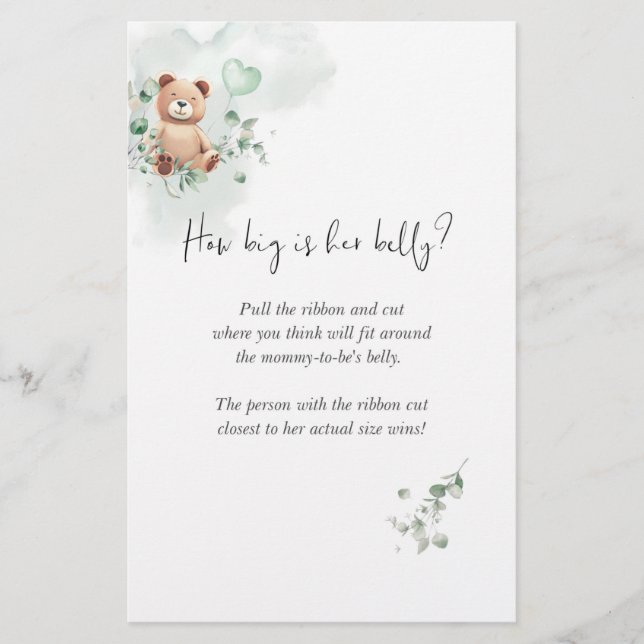 Beer Baby shower Game - Hoe groot is haar Belly? (Voorkant)