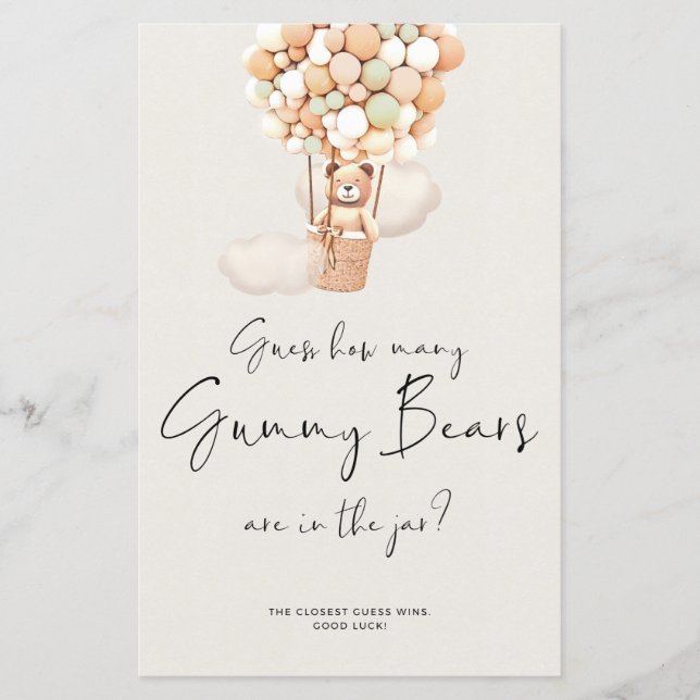 Beer Baby shower Game - Hoeveel Beren in Jar (Voorkant)