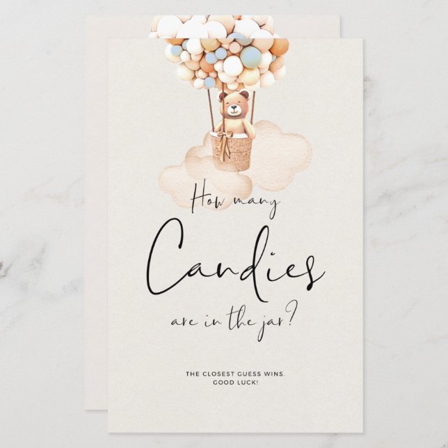 Beer Baby shower Game - Hoeveel Snoepjes? (Voorkant / Achterkant)